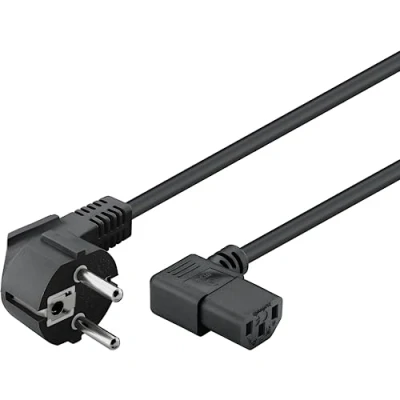 Abbildung von Goobay 96032 Kaltgerätekabel 3m / 90 Grad C13 Kaltgerätebuchse &amp; Schutzkontaktstecker Universelles PC Monitor Stromkabel Winkelstecker Netzkabel Schwarz
