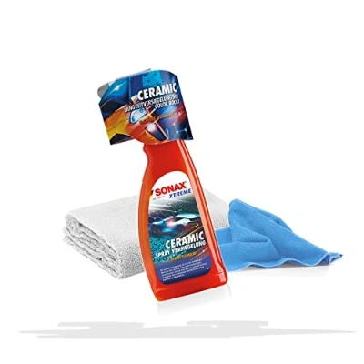 Abbildung von detailmate SONAX Reinigungsset Pflegeset Auto: Xtreme Ceramic Coating Keramik Versiegelung für Autos mit 2X Mikrofasertuch, Schutz und Glanz