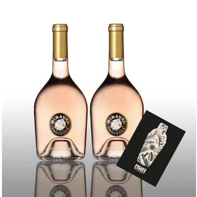 Abbildung von Angelina Jolie + Brad Pitt Miraval Cotes de Provence Rose Wein 2x 0,75L (13% Vol) 2er Set [Enthält Sulfite]