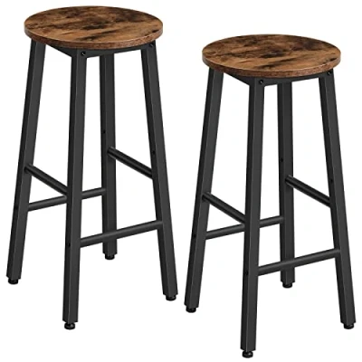 Abbildung von HOOBRO Barhocker 2er Set, Barstühle, Küchenstühle, geeignet für Esszimmer, Küche, Bartheke, robust und stabil, Industrial Style, Vintagebraun Schwarz EBF07BY01G1