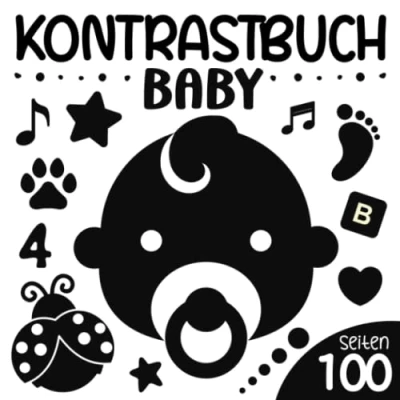 Abbildung von Kontrastbuch Baby: Schwarz Weiß Buch baby Fokus 100 Kontrastbilder, kontrastkarten für Jungen &amp; Mädchen