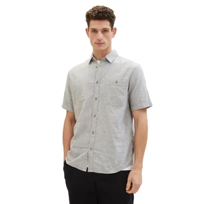 Abbildung von TOM Tailor Regular Kurzarm Hemd, Herren, Größe: Small, Smokey olive green chambray