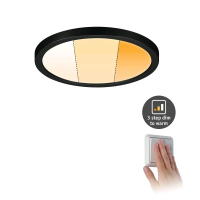 Abbildung von Paulmann 93099 LED Panel Einbaupanel Areo IP44 175mm 3 Step Dim rund dimmbar Warmweiß Schwarz Kunststoff Beleuchtungssystem