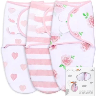 Abbildung von Mama Cheetah Baby Swaddle Sack, Bio Baumwolle Decke, Schlafsäcke, verstellbare Säugling Wrap für Junge Mädchen 0 3 Monate, Essentials, 3er Pack