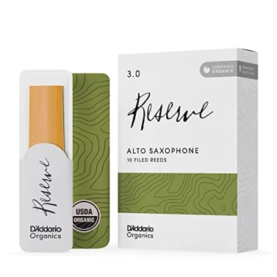 Abbildung von D&#039;Addario Organisch Reserve Alto Saxophon Stimmzungen Saxophonrohre Das erste und einzige Bio Schilfrohr 3.0 Stärke, 10 Packung