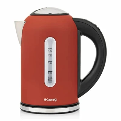 Abbildung von BOE54 Elektrischer Wasserkocher, programmierbar, Edelstahl, 1,7 l, Rot, 2200 W, Thermostat verstellb