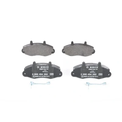 Abbildung von BOSCH 0 986 494 292 Bremsbelagsatz Low Metallic inkl. Verschleißwarnkontakt mit Feder FORD: Transit Mk3 Bus, Mk4 Kastenwagen
