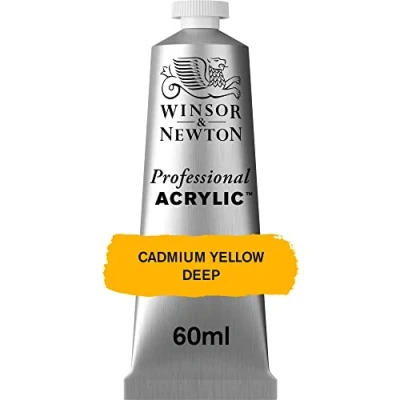Abbildung von Winsor &amp; Newton 8840464 Professional Acrylfarbe in Künstlerqualität, hohe Farbbrillanz Deckkraft, Archivqualität, 60ml Tube Kadmiumgelb Dunkel
