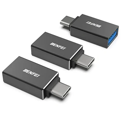 Abbildung von BENFEI USB C auf 3.0 Adapter, 3 Stück einen Adapter Stecker Buchse, kompatibel mit MacBook 2018 2017 2016, Samsung Galaxy Note 8, S8 + S9, Google Pixel, Nexus, Schwarz