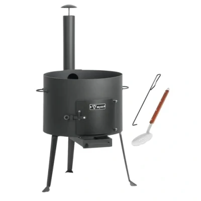 Abbildung von BBQ Toro Kazan Ofen Ø 44 cm Gulaschkessel mit Schaumlöffel und Schürhaken Outdoor Rohr, Feuerkessel Feuer Ofen, Eintopfofen, Feuerstelle, Gestell, Utschak, Dreibein