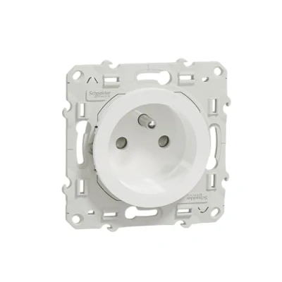 Abbildung von Schneider Electric S525039 Odace, 2P + E Buchse, Kralle, Schraubanschluss, Weiß weiße Kralle Schraubanschluss