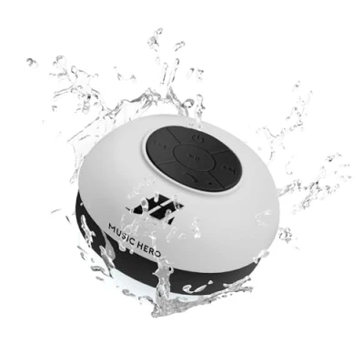 Abbildung von SBS Bluetooth Lautsprecher wasserdicht &amp; kabellos Wireless Speaker mit Saugnapf, Freisprechfunktion 3 Watt Tragbare Musikbox in weiß für iPhone, Handy, Smartphone, Tablet