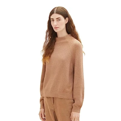Abbildung von TOM TAILOR Damen 1038880 Pullover mit Stehkragen, 32171 blush Mahogany, XL