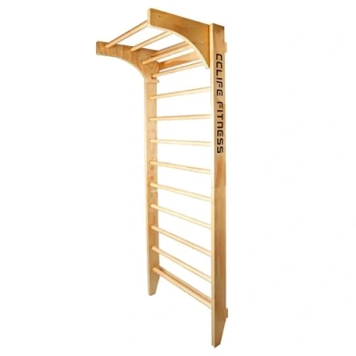 Abbildung von CCLIFE Sprossenwand Kletterwand Turnwand höhenverstellbare Klimmzugstange Klettergerüst Holz Kinder Indoor Erwachsener ZERRO