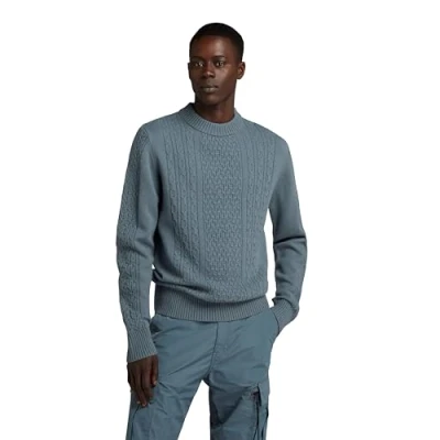 Abbildung von G STAR RAW Herren Cable Knitted Pullover, Grau (axis D23939 D447 5781), L