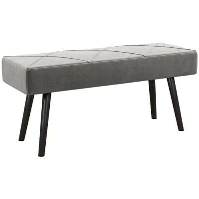 Abbildung von HOMCOM Polsterbank Sitzbank Bettbank, Flurbank mit x Muster, in Samtoptik, bis 120 kg Belastbar, für Schlafzimmer, 100 36 45 cm, Grau