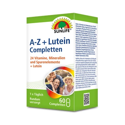 Abbildung von SUNLIFE SUNLIFE® A Z + Lutein Tabletten Rundumversorgung Nährstoff Immunsystem 1 x täglich eine Complette mit ausreichend Flüssigkeit schlucken