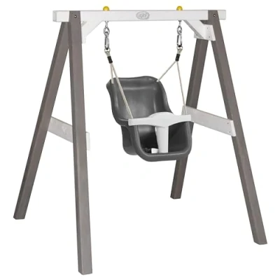 Abbildung von AXI Babyschaukel mit Gestell aus Holz, grau &amp; Weiß Für den Garten Outdoor Schaukel Babys und Kleinkinder Kinder ab 9 Monate Schaukelsitz, Weiß..