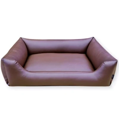 Abbildung von 4L Textil Mario Wasserfestes Hundebett Kunstleder Hundekorb aus große Hunde Hundesofa XXL Hundekissen (140x110 cm, Braun)