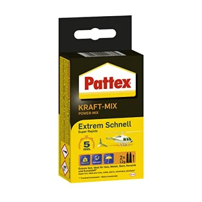 Abbildung von Pattex Kraft Mix extrem Schnell, schnell härtender 2 Komponenten Kleber auf Epoxidharz Basis, 2K mit hoher Beständigkeit für viele Materialien, 2x12g Tube
