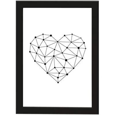 Abbildung von PICSonPAPER Poster DIN A4 Geometric Hearts, gerahmt mit schwarzem Bilderrahmen, Geschenk, Geschenkidee, Geburtstagsgeschenk, Rahmen, Kunstdruck, Typographie (Geometric)