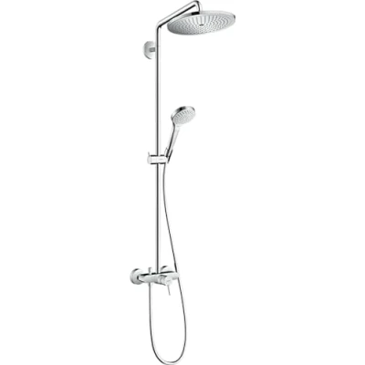 Abbildung von hansgrohe Kopfbrause &quot;Croma Select S&quot;, (Kopfbrause, Handbrausehalterung, Handbrause, Einhebel Brausemischer), 28cm, 1 Strahlart mit Einhebelmischer, chrom