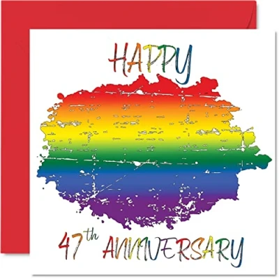 Abbildung von Stuff4 LGBT Gay 57th Anniversary Card for Husband Wife Happy Aniversary 47th Wedding Partner, 145 mm x Pride Grußkarten Forty Seventh Anniversaries