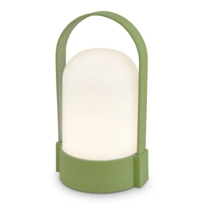 Abbildung von BRILONER LED Tischlampe kabellos IP44 mit Touch, dimmbar in Stufen, Akku tauschbar, Nachttischlampe, Leselampe, Lampe, Campinglampe, Tischleuchte, Outdoor, 9x8x15,5 cm, Lindgrün