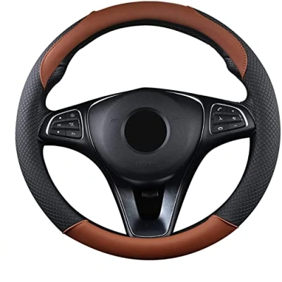Abbildung von SFONIA Auto Lenkrad Abdeckung Lenkradschutz Lenkradhülle PU Leder Universal 37 38cm/15&quot; Rutschfest Atmungsaktiv Langlebig (Braun)