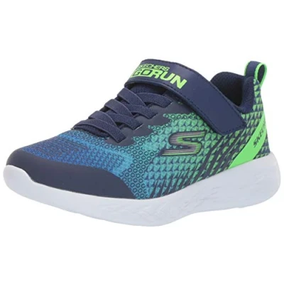 Abbildung von Skechers Jungen Go Run 600 Baxtux Sneaker, Navy Mesh Synthetic Lime Trim, 27.5 EU