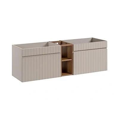 Abbildung von Iconic Cashmere, Doppelwaschbecken, 140 cm, Hängeschrank, Eiche, Beige (nur Möbel)