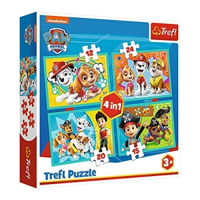 Abbildung von Trefl Puzzle 4 in 1 Puzzle, Das lustige Team von PAW Patrol, 12 bis 24 Teilen, Puzzleteile