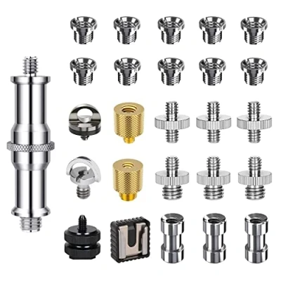 Abbildung von Homeet 26 Stück Kamera Schraube 1/4&quot; auf 3/8&quot; Gewindeschraube Zollschrauben Stativgewinde Adapter Schraube, Camera Screws Komplett für Kugelkopf, Stativ, Einbeinstativ, Schnellwechselplatte