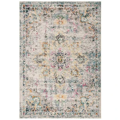 Abbildung von SAFAVIEH Distressed Teppich für Wohnzimmer, Esszimmer, Schlafzimmer Madison Collection, Kurzer Flor, Grau und Gold, 122 X 183 cm