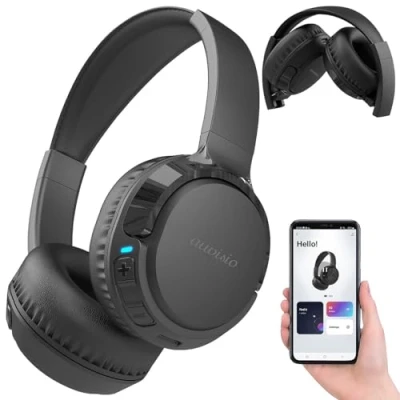 Abbildung von auvisio Kopfhörer: Smartes Over Ear Headset mit Bluetooth 5.3, Akku, App, Equalizer (Headphone, Kopfhörer Ear, Bluetooth, Funkkopfhörer für TV)