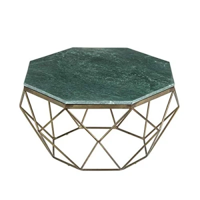 Abbildung von riess ambiente Couchtisch DIAMOND 70cm grün / messing, Wohnzimmer · Marmor Metall eckig Handarbeit