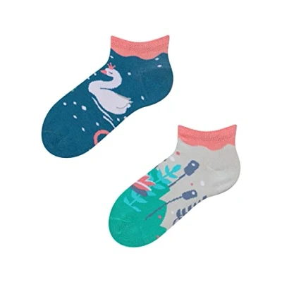 Abbildung von Dedoles Sneaker Socken Low Cut Füßlinge Kinder Mädchen Jungen Baumwolle lustiges Design Geschenk links rechts verschieden, 1 Paar, Farbe Mehrfarbig, Motiv Swans sneaker, Gr. 27 30