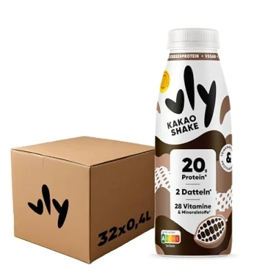 Abbildung von vly Kakao 400ml Flasche Veganer Kakaodrink + 20g Protein ohne Zucker Zusatz Schoko Drink proteinreich &amp; kalorienarm aus Erbsenprotein Schokodrink Schokolade Milchalternative Eiweiß Proteindrink