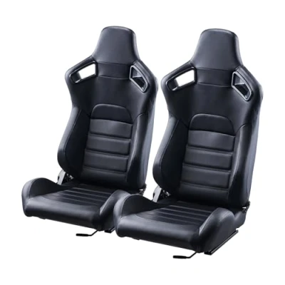 Abbildung von VEVOR 2 Rennsitz Rennstuhl PVC Leder Q235B Schieber Cockpit Schwarz Verstellbar