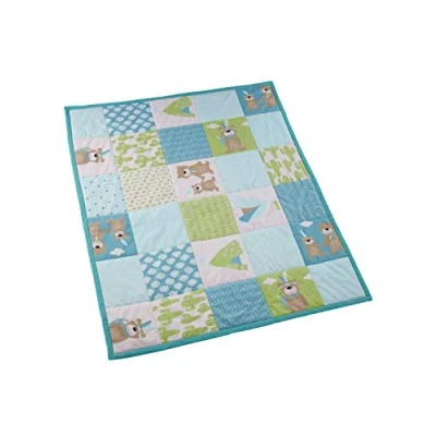 Abbildung von Bio Krabbeldecke Patchwork Design 100% Baumwolle (kbA) GOTS zertifiziert, Bär, 120 x 145 cm