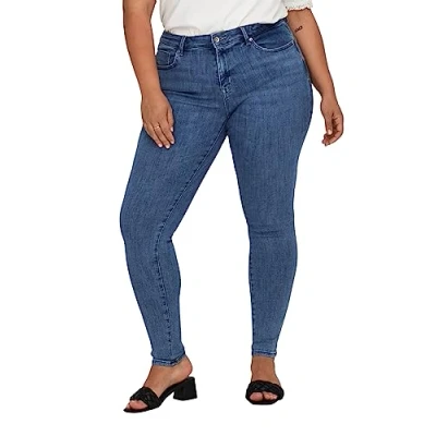 Abbildung von ONLY CARMAKOMA Damen CARPOWER MID Push UP REA2981 NOOS Skinny fit Jeans, Dark Medium Blue Denim, 52W x 32L