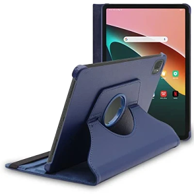 Abbildung von ebestStar Hülle für Xiaomi Pad 5 Pro, 5G (2021), Drehbar Schutzhülle, PU Lederhülle, Rotierende Ständer Etui, Rotating Case Cover, Dunkelblau
