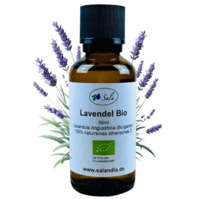 Abbildung von Sala Lavendelöl Aroma ätherisches Lavendel Öl BIO zum Verzehr 100% naturrein 50 ml
