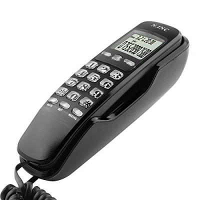 Abbildung von Eboxer Wand Telefon eingehende Anrufer ID LCD Display Festnetz mit Anrufbeantworter für Home Office Hotel(schwarz)