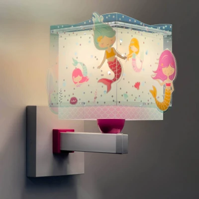 Abbildung von Dalber kinder Wandlampe, Kinderlampe Wandleuchte Mermaids Meerjungfrauen, zimmer leuchte lampenschirm, Türkis
