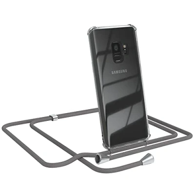 Abbildung von EAZY CASE Handykette kompatibel mit Samsung Galaxy S9 Handyhülle Umhängeband, Handykordel Schutzhülle, Silikonhülle, Hülle Band, Stylische Kette für Smartphone, Anthrazit
