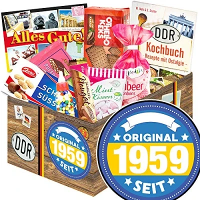 Abbildung von Original seit 1959 Geschenk Geburtstag Süße Ostbox