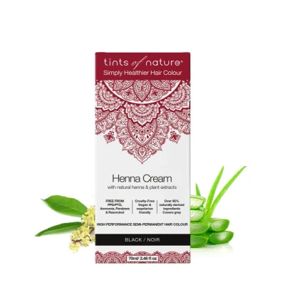 Abbildung von Tints of Nature Black Semi Permanent Henna Cream Hair Colour, Schwarze permanente Creme Haarfarbe, ammoniakfrei und zu 95% natürlich, 70 ml