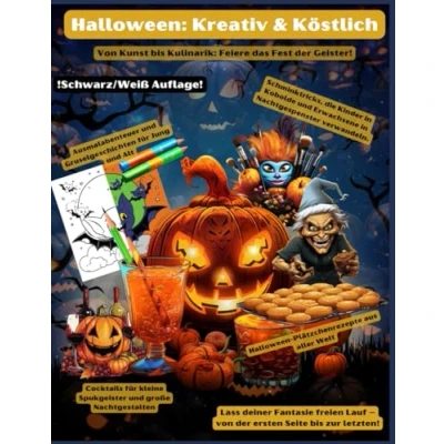 Abbildung von Halloween: Kreativ &amp; Köstlich: Global Halloween Delights: Gruselgeschichten, Make up Tutorials, Weltweite Rezepte, Ausmalbilder Cocktails.