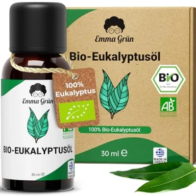 Abbildung von Emma Grün® Bio Eukalyptusöl Ätherisches Öl [100% Naturrein] Eucalyptus Oil 30ml Natürliche Frische in Lebensmittel Qualität Eukalyptus für Aromatherapie &amp; Kosmetik